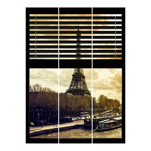 Tende a pannello Tende a finestra - Parigi, Torre Eiffel al tramonto