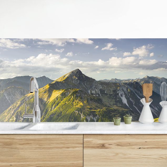 Rivestimenti per cucina con paesaggio Montagne e valle delle Alpi di Lechtal in Tirolo