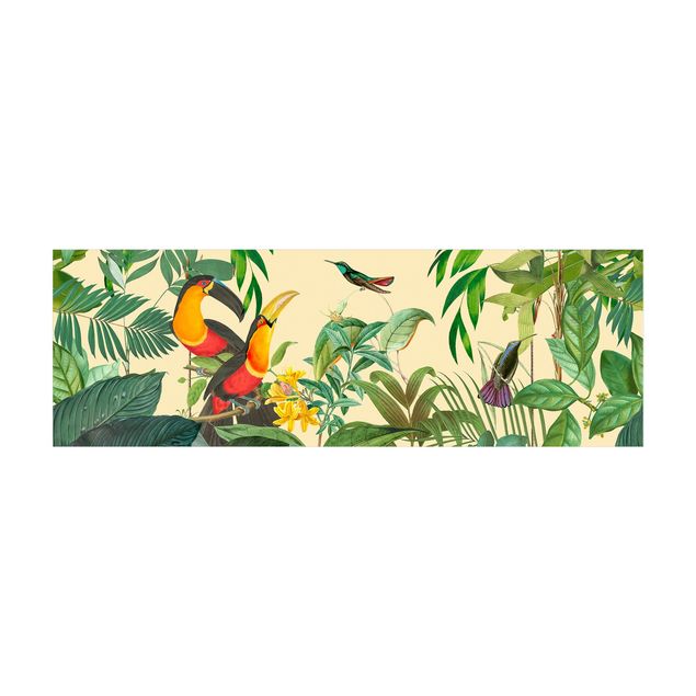 Tappeti turchesi Collage vintage - Uccelli nella giungla