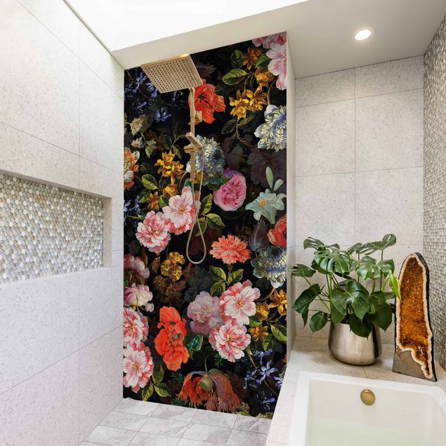 Rivestimento per doccia - Bouquet di fiori scuri