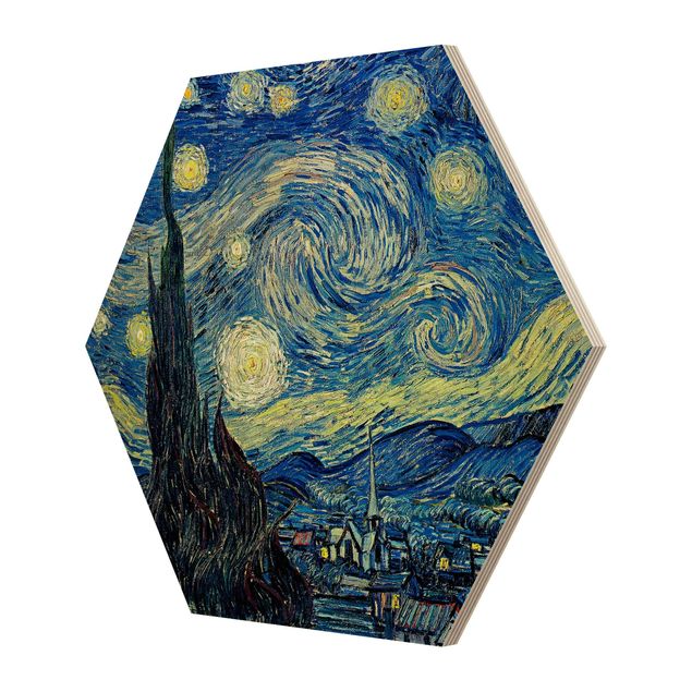 Quadri in legno con architettura e skylines Vincent Van Gogh - La notte stellata