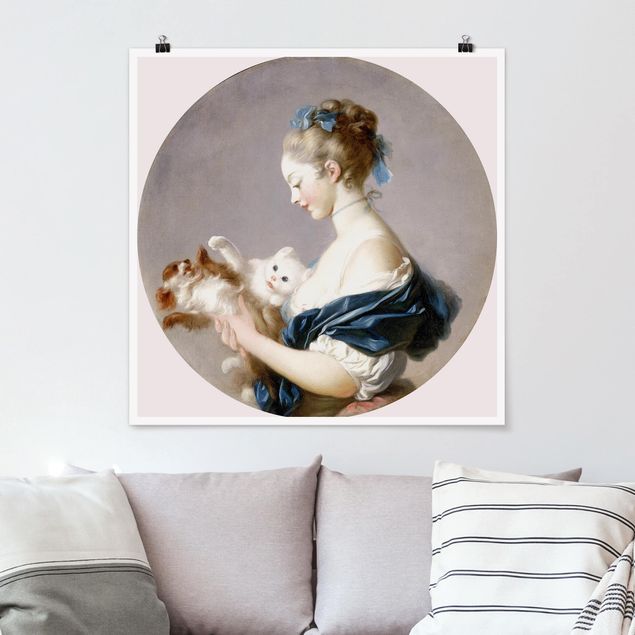 Correnti artistiche Jean Honoré Fragonard - Ragazza che gioca con un cane e un gatto