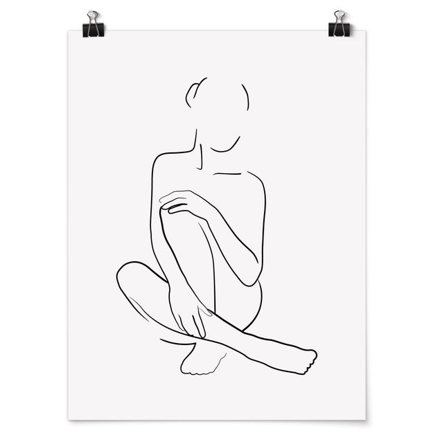 Quadri bianco e nero Line Art - Donna seduta Bianco e Nero