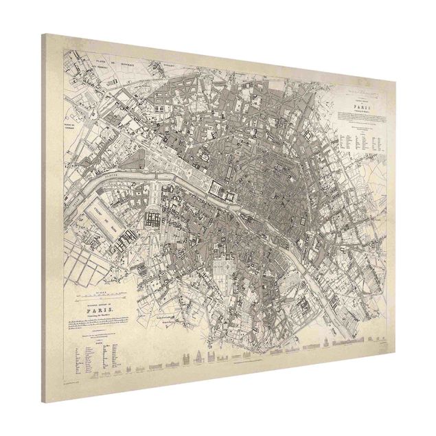 Quadri di Parigi Mappa vintage Parigi