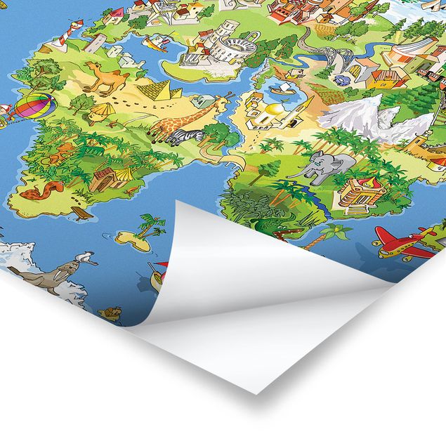 Stampe poster Mappa del mondo grande e divertente