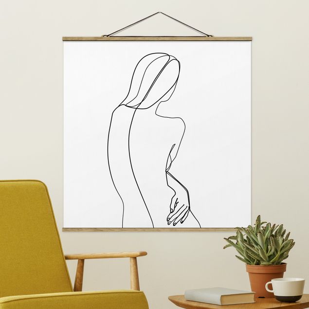 Quadro line art Line Art - Donna di spalle Bianco e Nero