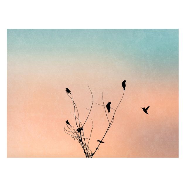 Lavagne magnetiche con paesaggio Uccelli davanti al sole rosa II