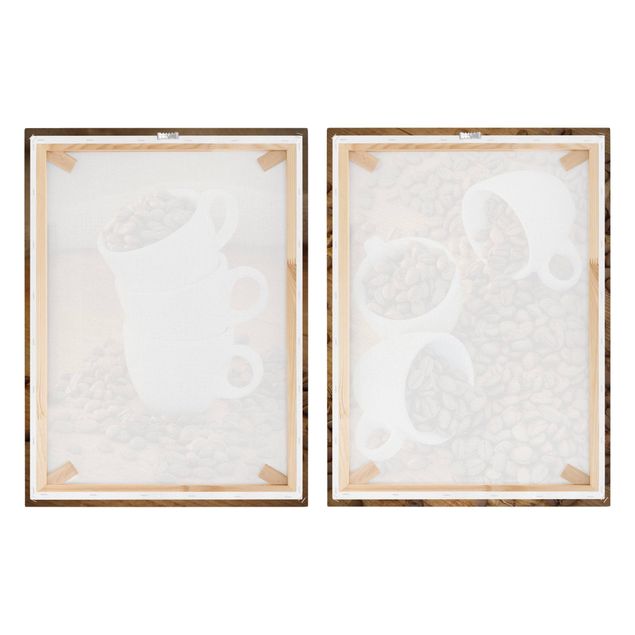 Stampe su tela 3 tazze da espresso con chicchi di caffè