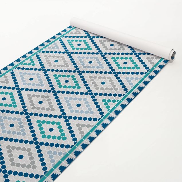 Pellicola adesiva con disegni Piastrelle marocchine blu turchese