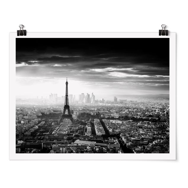 Quadri città La Torre Eiffel dall'alto in bianco e nero