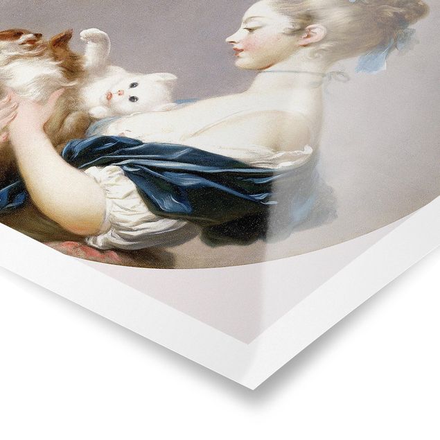 Riproduzione quadri famosi Jean Honoré Fragonard - Ragazza che gioca con un cane e un gatto