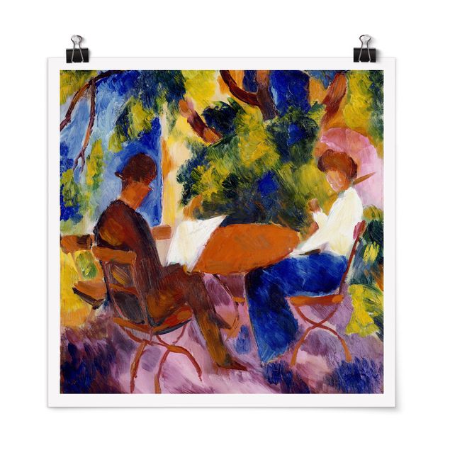 Quadro espressionismo August Macke - Coppia a tavola in giardino