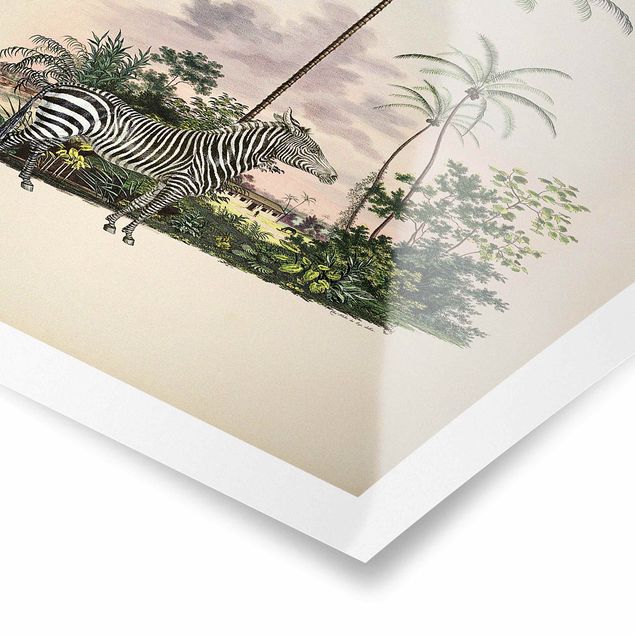 Riproduzioni quadri famosi Zebra davanti a palme illustrazione