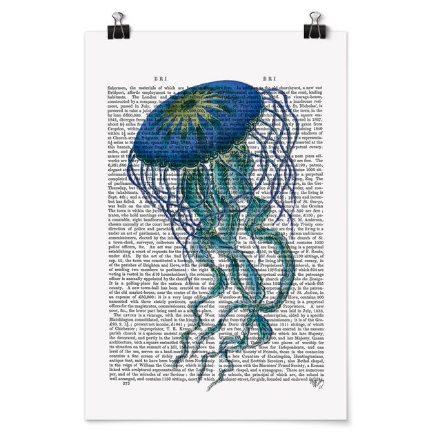 Quadri blu Lettura con animali - Medusa