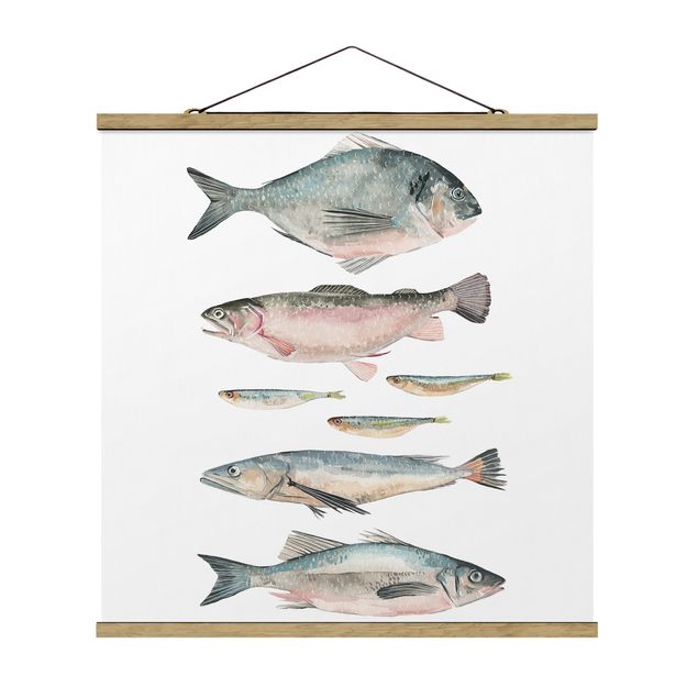Quadri Sette pesci in acquerello II
