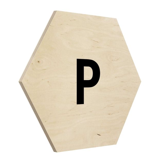 Esagono in legno - White Letter P