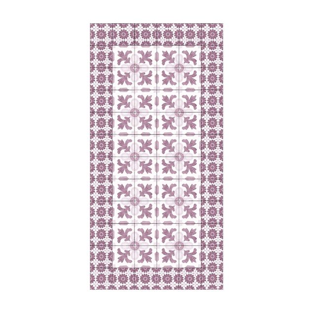 tappeto bagno viola Piastrelle marocchine con ornamenti con cornice per piastrelle