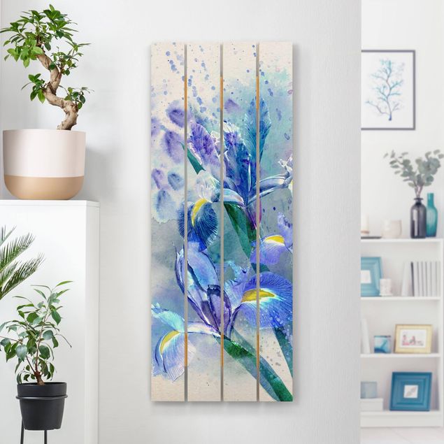 Quadri in legno con fiori Fiori ad acquerello - Iris