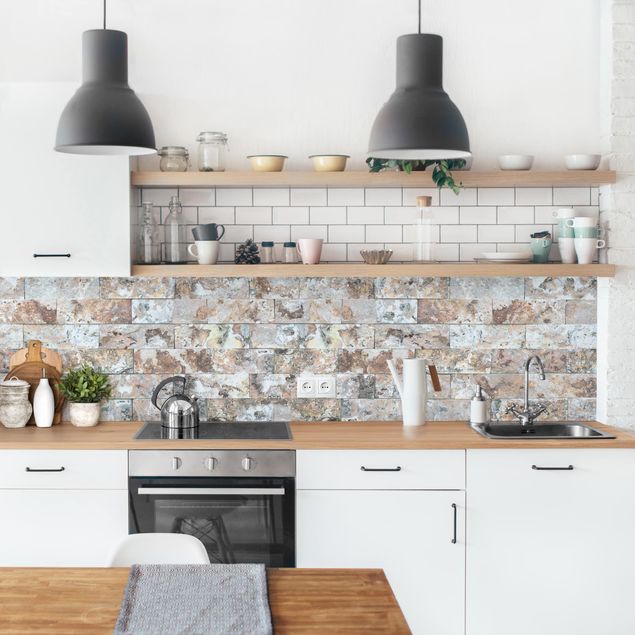 Rivestimenti per cucina con disegni Muro di pietra naturale di marmo