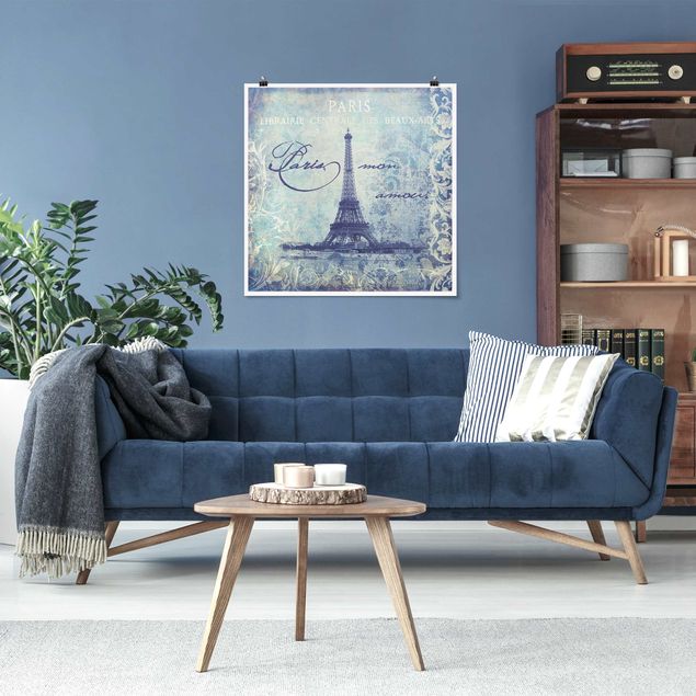 Poster retro style Collage vintage - Parigi Mon Amour
