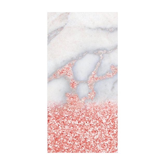 tappeto moderno grigio Effetto marmo con coriandoli rosa