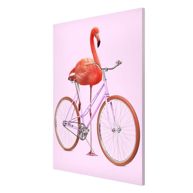 Quadro animali Fenicottero con bicicletta