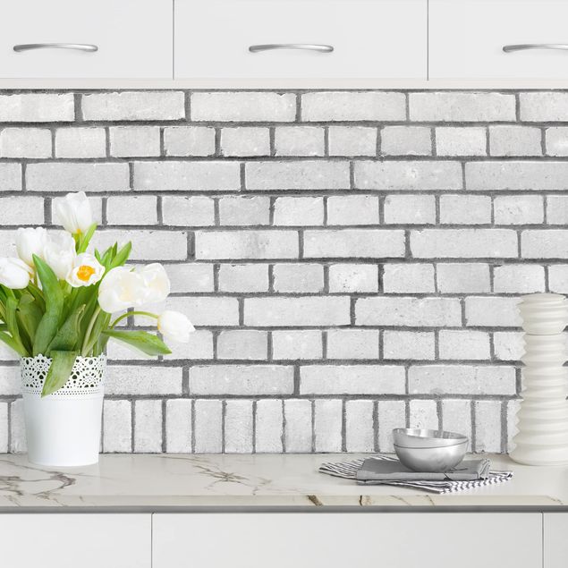 rivestimenti cucina effetto marmo Muro di mattoni bianco