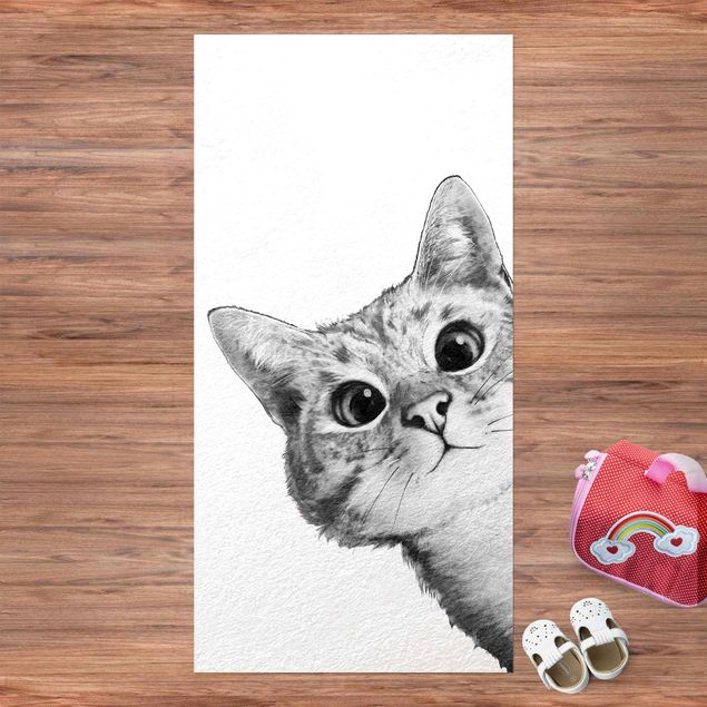 tappeti per balcone Illustrazione - Gatto Disegno in bianco e nero