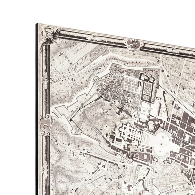 Quadro grigio Mappa vintage Roma