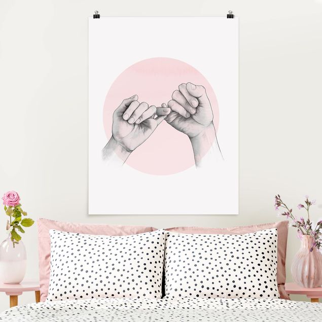 Quadri moderni   Illustrazione - Mani Cerchio dell'Amicizia Rosa Bianco
