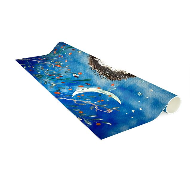 tappeto blu Acquerello Riccio al chiaro di luna