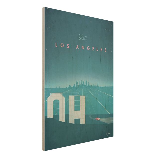 Quadri in legno con architettura e skylines Poster di viaggio - Los Angeles