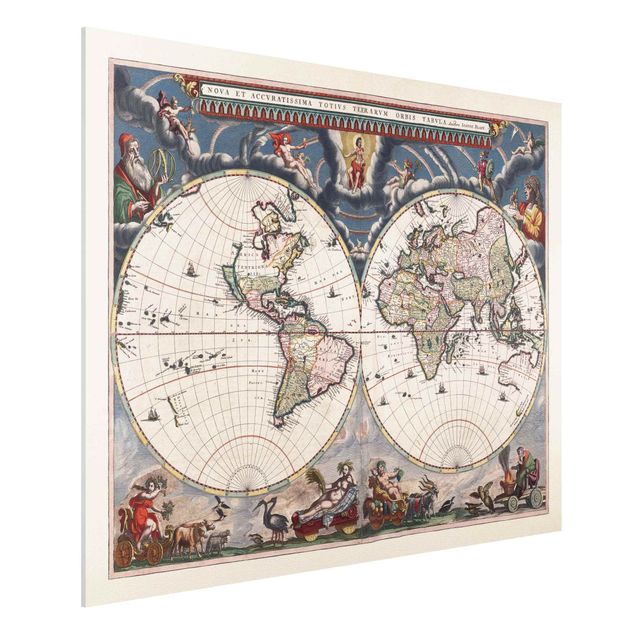 Quadri stile vintage Mappa storica del mondo Nova Et Accuratissima del 1664