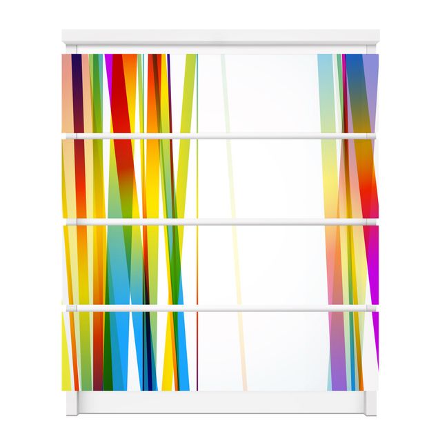Pellicole adesive per mobili cassettiera Malm IKEA Strisce arcobaleno