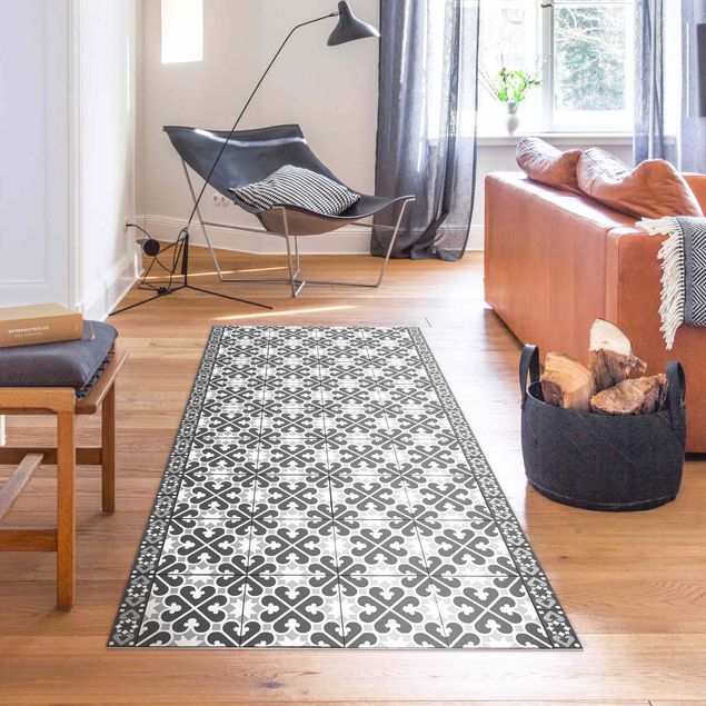tappeti da esterno Mix di piastrelle geometriche Cuori Grigio