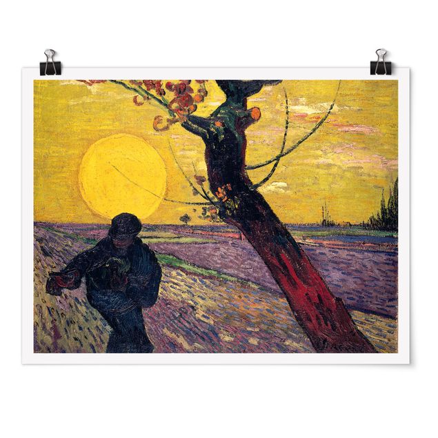 Stampe quadri famosi Vincent Van Gogh - Seminatore con sole al tramonto