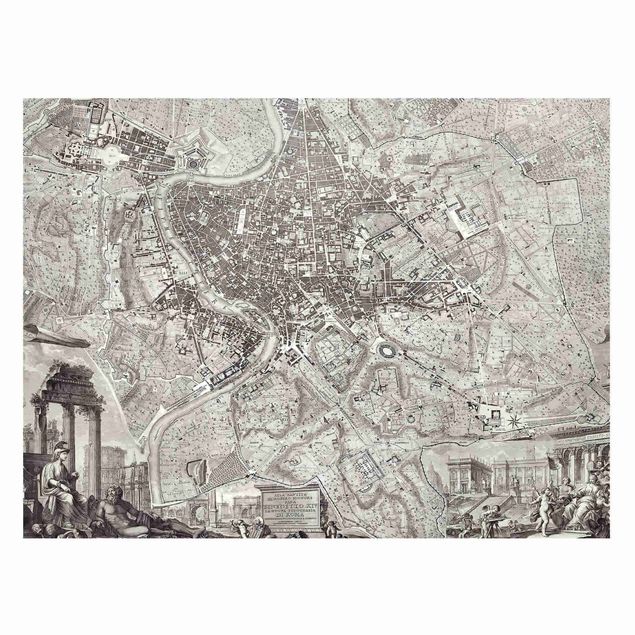 Lavagne magnetiche con architettura e skylines Mappa vintage Roma