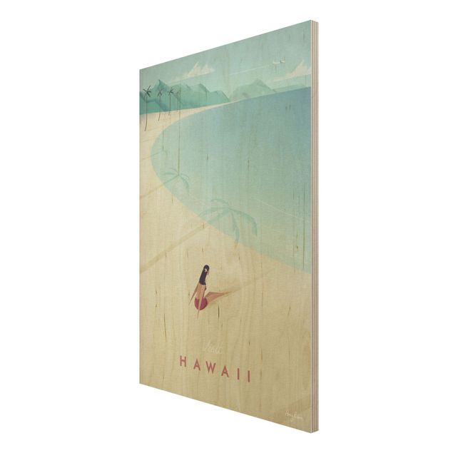 Quadri legno vintage Poster di viaggio - Hawaii