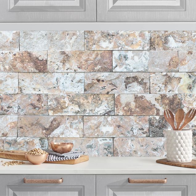 Rivestimento effetto pietra cucina Muro di pietra naturale di marmo