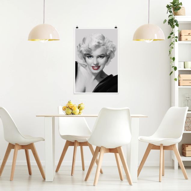 Quadri moderni bianco e nero Marilyn sul divano