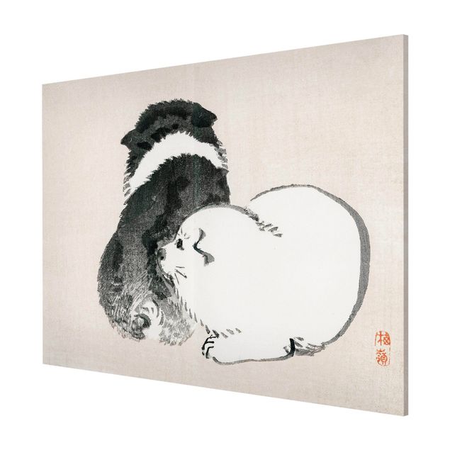 Quadro vintage Disegno vintage asiatico cagnolino bianco e nero