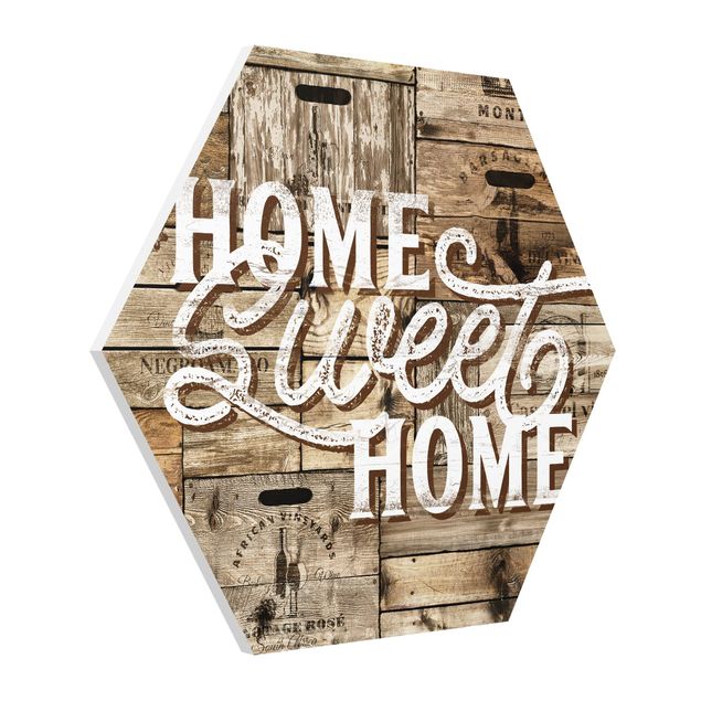 Quadro marrone Home sweet Home Pannello di legno