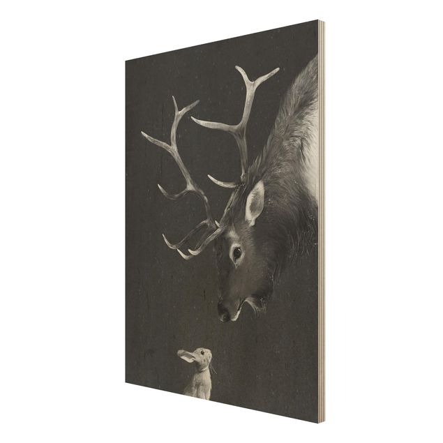 Quadri Laura Graves Art Illustrazione - Cervo e Coniglio Disegno in bianco e nero