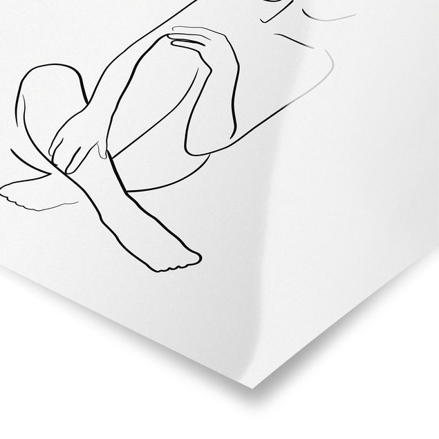 Poster bianco nero Line Art - Donna seduta Bianco e Nero