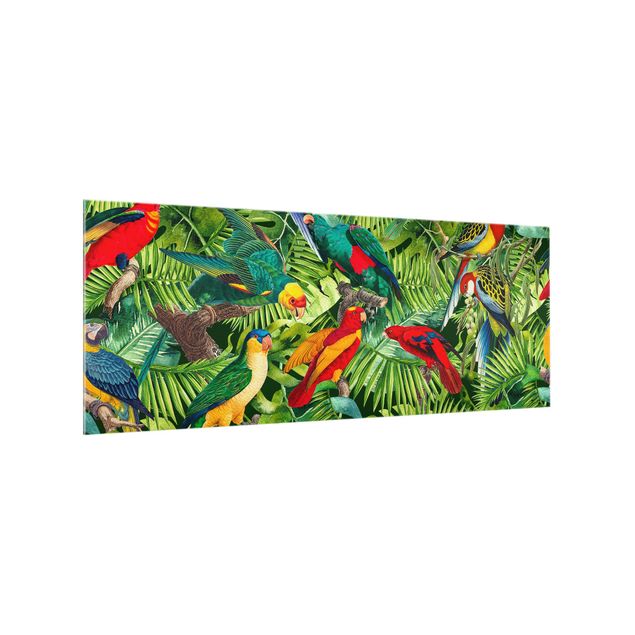 Paraschizzi con disegni Collage colorato - Pappagalli nella giungla