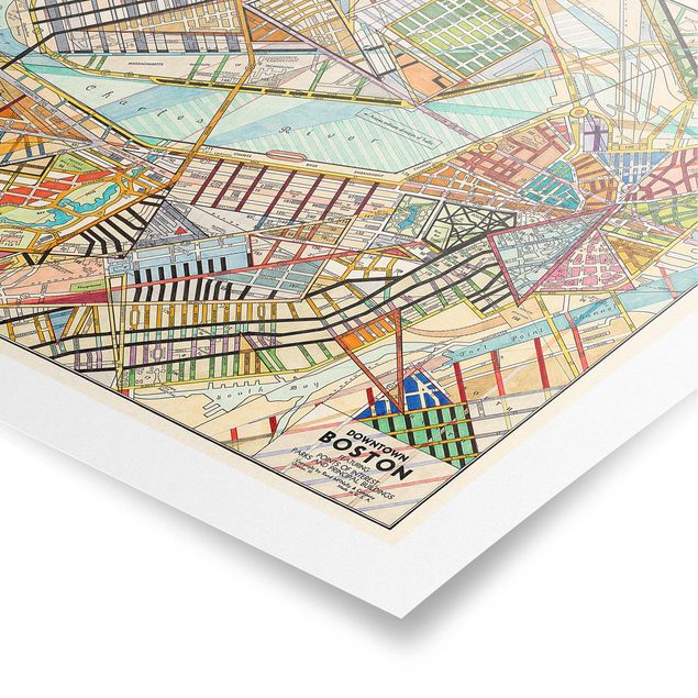 Quadri stampe Mappa moderna di Boston