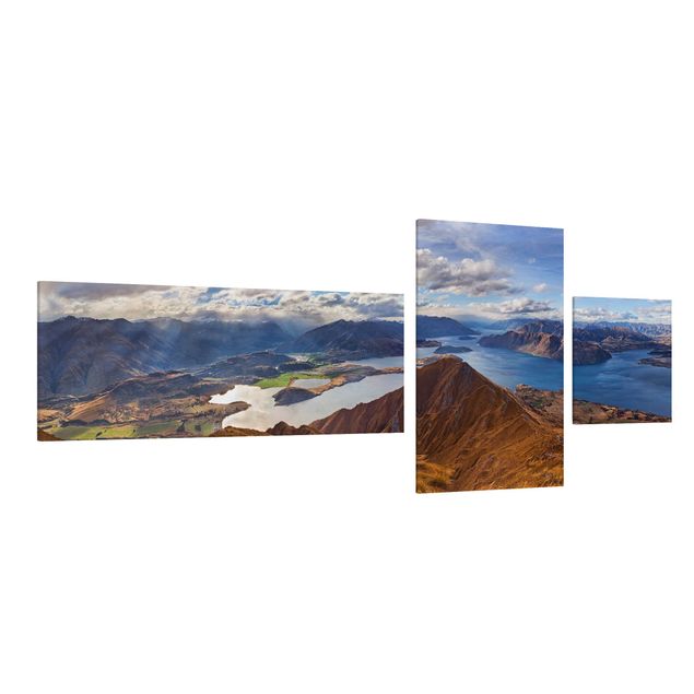 Stampa su tela 3 parti - Roys Peak in New Zealand - Collage 3