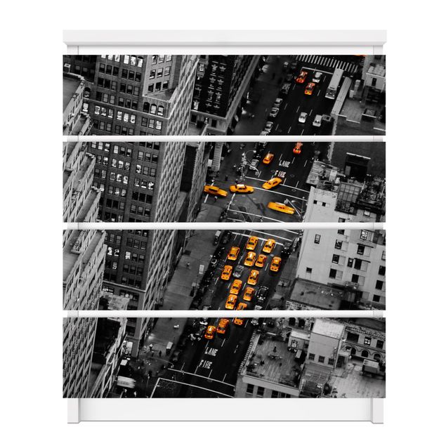 Carta adesiva per mobili IKEA - Malm Cassettiera 4xCassetti - Taxi Lights Manhattan