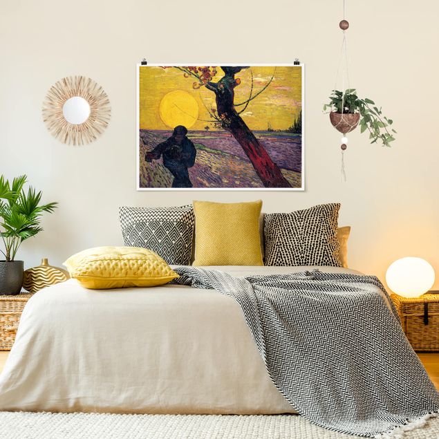 Quadro puntinismo Vincent Van Gogh - Seminatore con sole al tramonto