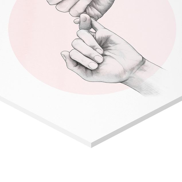 Esagono in forex - Illustrazione mani Amicizia Circle Rosa Bianco